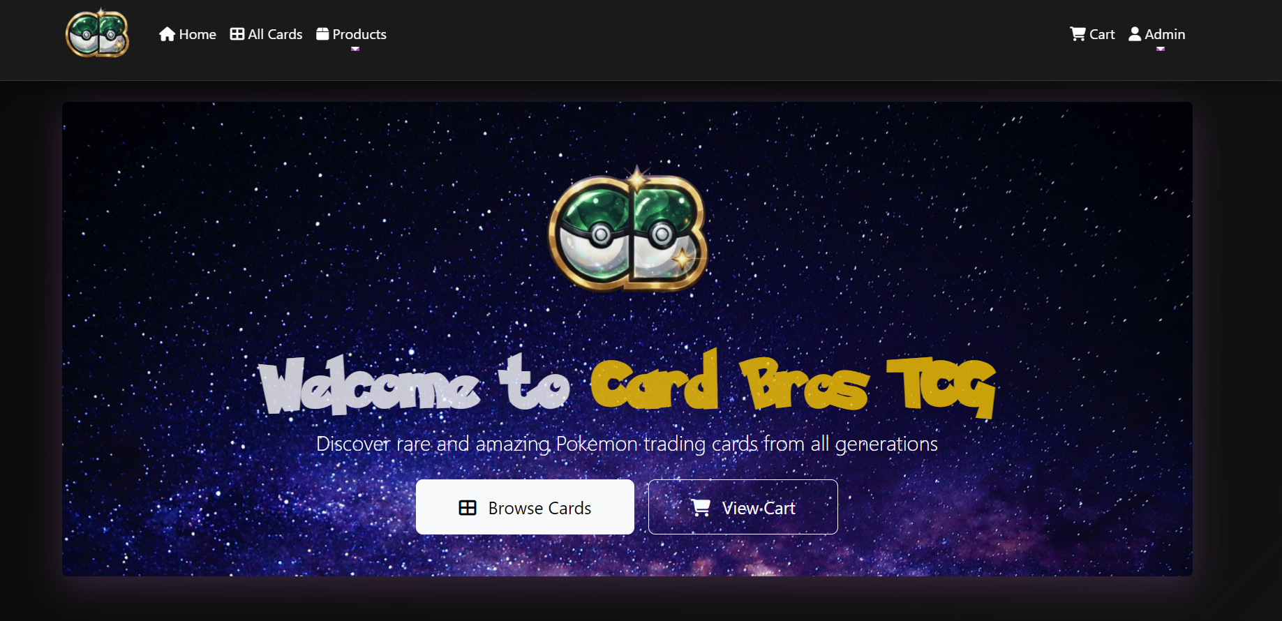 Card Bros TCG trading card e-commerce website by INTECH